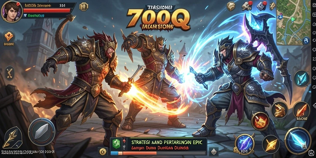 Screenshot gameplay 700Q yang menampilkan strategi pertarungan mendalam.