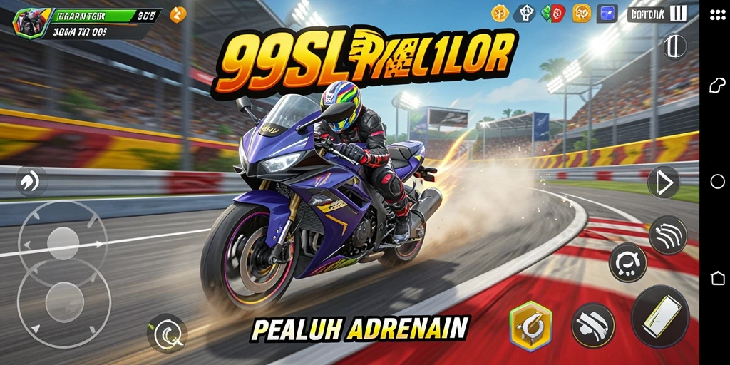 Gambar menunjukkan gameplay seru dalam balapan motor.