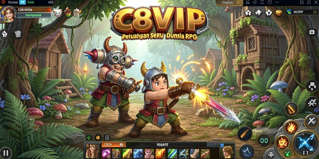 Tangkapan layar C8VIP menampilkan aksi pertempuran RPG yang mendebarkan.