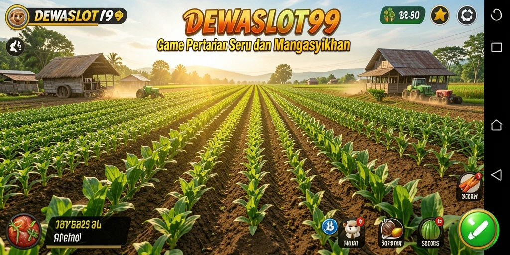 Tampilan menarik gameplay DEWASLOT99 saat bertani dan merawat hewan.
