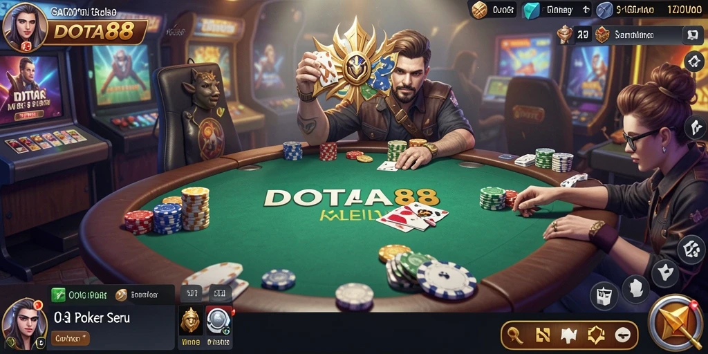 Tampilan screenshot DOTA88 menunjukkan keseruan bermain poker online.