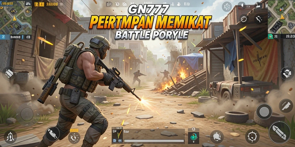 Screenshot gameplay Battle Royale di GN777 yang menampilkan aksi pertempuran seru.