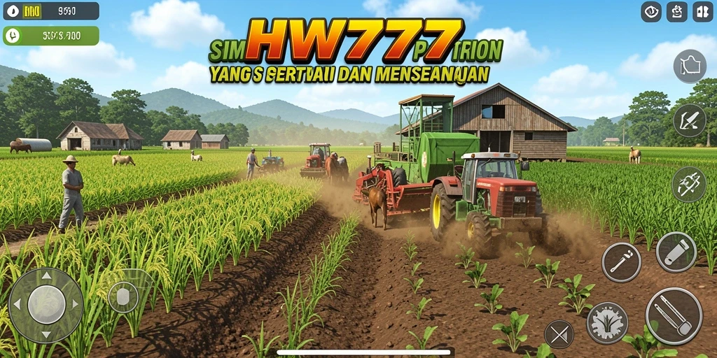 Tampilan gameplay HW777 yang menampilkan aktivitas pertanian.