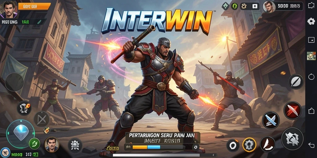 Tampilan gameplay INTERWIN dengan pertarungan seru dan dinamis.