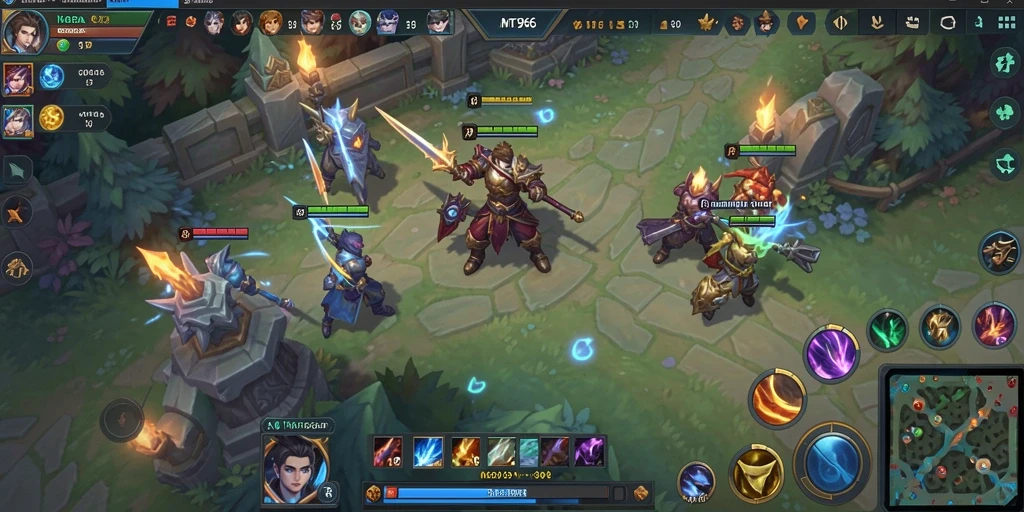 Screenshot gameplay MT966 dengan aksi pertempuran seru.