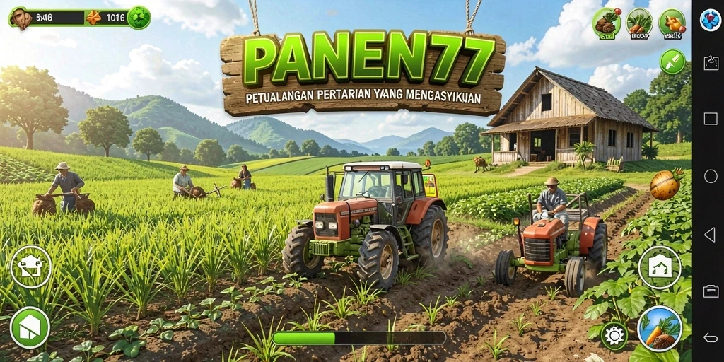Tampilan langsung gameplay menarik dari PANEN77 di lahan pertanian.