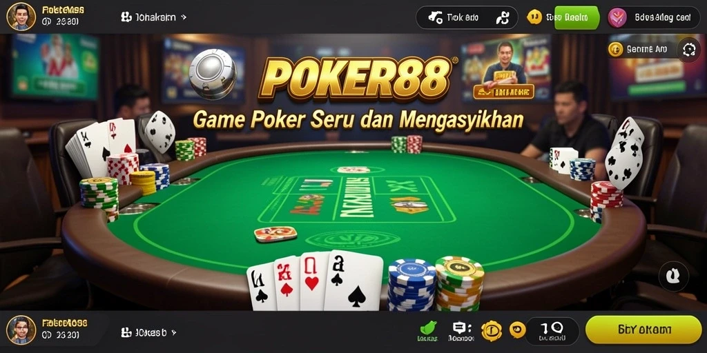 Screenshot utama POKER88 menampilkan gameplay poker yang mendebarkan.