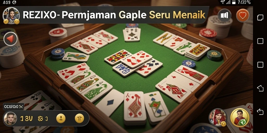 Tampilan gameplay seru dari permainan Gaple REZIXO yang menarik.