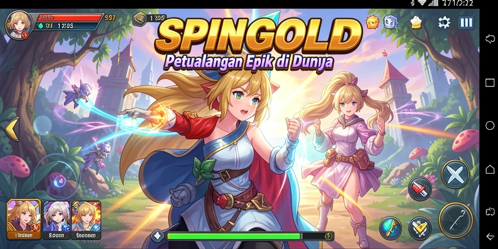 Screenshot gameplay SPINGOLD yang menampilkan aksi seru dan karakter unik.