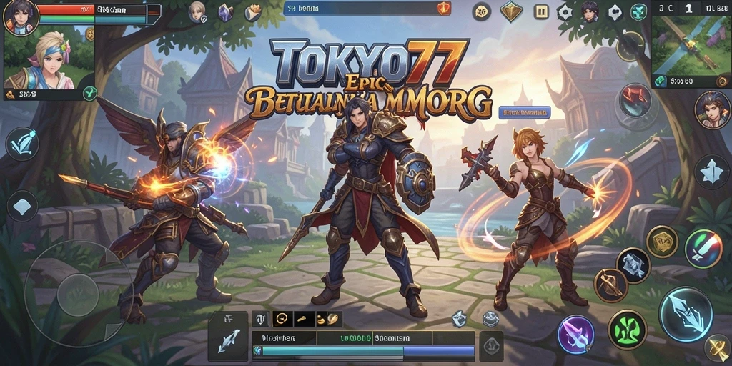 Screenshot utama menunjukkan aksi seru dalam petualangan MMORPG.